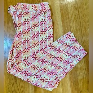 Talbots Pink and Red Geometric Capris Size 12
